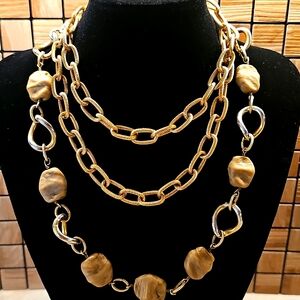 Vintage Gemstone &  Chunky Cable Style Chain Necklace Lot